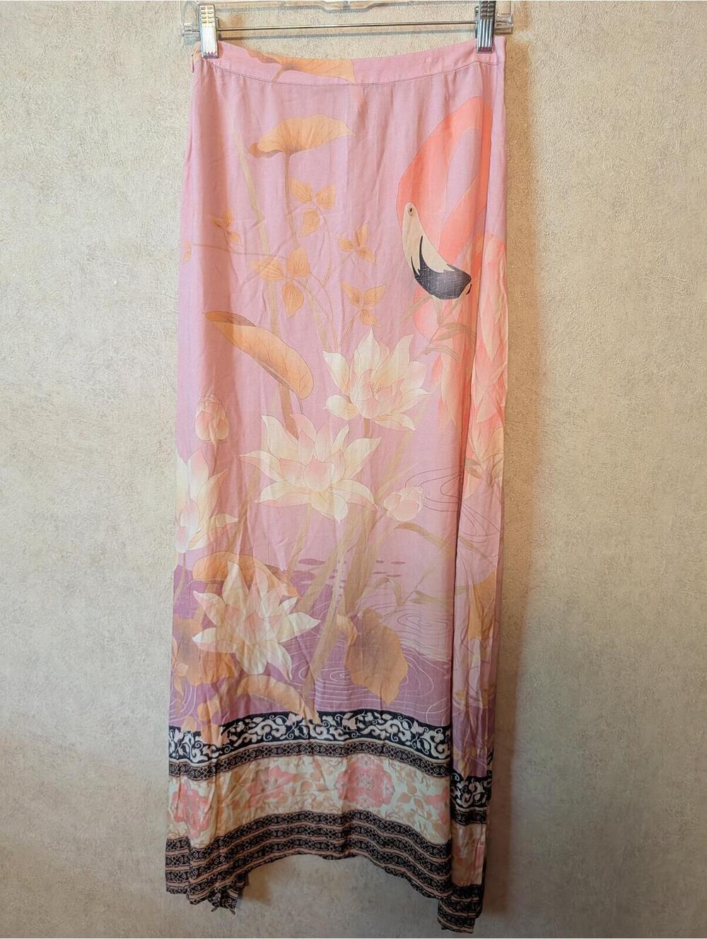 SPELL & THE GYPSY pink floral flamingo maxi skirt sz M - Picture 2 of 8
